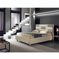 Viadurini Night Design Polsterbetten-Doppelbett aus Kunstleder mit Aufbewahrungsbox 160x190/200 cm Gin