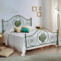 Viadurini Night Design Schmiedeeisen Doppelbetten|Maßgeschneiderte Möbel-Doppelbett aus Schmiedeeisen mit Dekorationen Rachael 160x190 cm