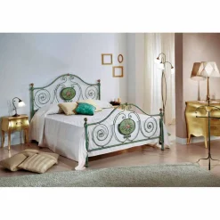 Viadurini Night Design Schmiedeeisen Doppelbetten|Maßgeschneiderte Möbel-Doppelbett aus Schmiedeeisen mit Dekorationen Rachael 160x190 cm