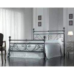 Viadurini Night Design Schmiedeeisen Doppelbetten-Doppelbett aus schwarz-silbernem Eisenrohr, hergestellt in Italien – Geometrie