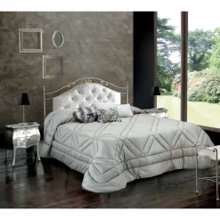 Viadurini Night Design Maßgeschneiderte Möbel|Schmiedeeisen Doppelbetten-Doppelbett gepolstert handgefertigt 160x190 cm aus Eisen Gracie