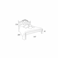 Viadurini Night Design Maßgeschneiderte Möbel|Schmiedeeisen Doppelbetten-Doppelbett gepolstert handgefertigt 160x190 cm aus Eisen Gracie