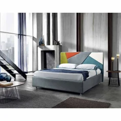 Viadurini Night Design Polsterbetten-Doppelbett, gepolstert, mit Aufbewahrungsbox 160x190/200cm Mia