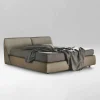 Viadurini Night Design Polsterbetten-Doppelbett gepolstert und bezogen mit Stoff und Leder, hergestellt in Italien – Lula
