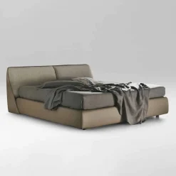 Viadurini Night Design Polsterbetten-Doppelbett gepolstert und bezogen mit Stoff und Leder, hergestellt in Italien – Lula