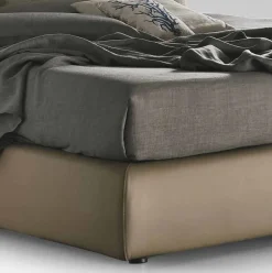 Viadurini Night Design Polsterbetten-Doppelbett gepolstert und bezogen mit Stoff und Leder, hergestellt in Italien – Lula