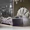 Viadurini Night Design Maßgeschneiderte Möbel|Schmiedeeisen Doppelbetten-Doppelbett gepolstert 160x190 cm aus Eisen mit Kristall Kimberly
