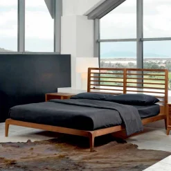 Viadurini Night Design Design Doppelbetten-Doppelbett made in Italy,Basis aus massivem Nussholz,Design Didimo