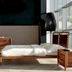 Viadurini Night Design Design Doppelbetten-Doppelbett made in Italy,Basis aus massivem Nussholz,Design Didimo