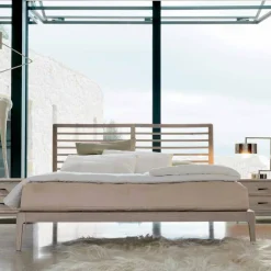 Viadurini Night Design Design Doppelbetten-Doppelbett made in Italy,Basis aus massivem Nussholz,Design Didimo