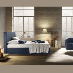 Viadurini Night Design Maßgeschneiderte Möbel|Polsterbetten-Doppelbett mit Aufbewahrungsbox aus Stoff Made in Italy - Verga