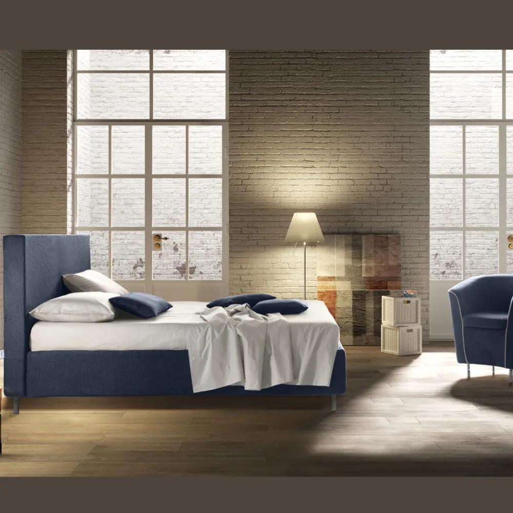 Viadurini Night Design Maßgeschneiderte Möbel|Polsterbetten-Doppelbett mit Aufbewahrungsbox aus Stoff Made in Italy - Verga