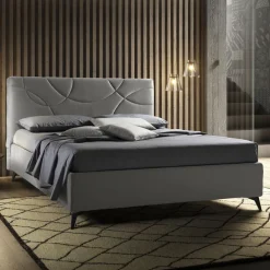 Viadurini Night Design Maßgeschneiderte Möbel|Polsterbetten-Doppelbett mit Baumwollmatratze und Bettwäsche Made in Italy - Sonnenblume