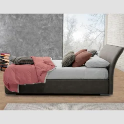 Viadurini Night Design Maßgeschneiderte Möbel|Polsterbetten-Doppelbett mit Behälter aus Stoff oder Kunstleder Made in Italy - Doremì