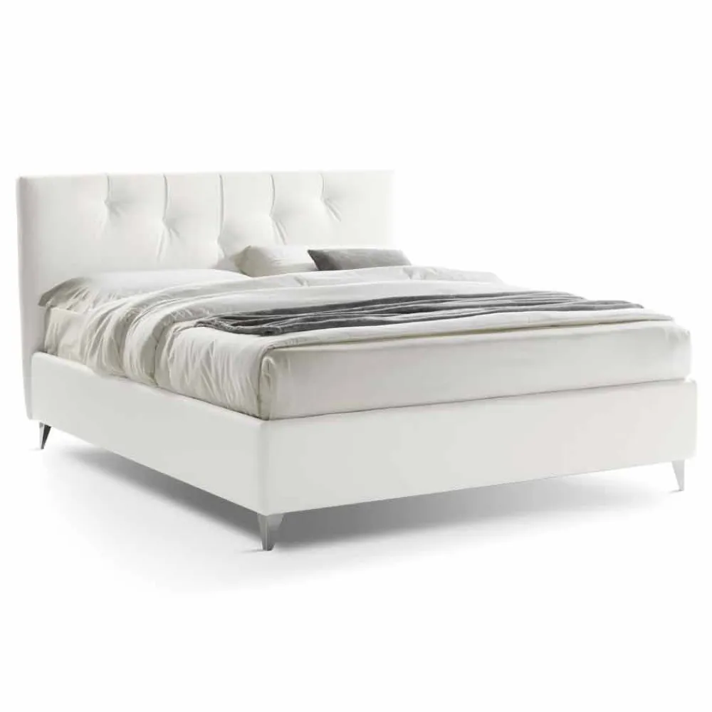 Viadurini Night Design Maßgeschneiderte Möbel|Polsterbetten-Doppelbett mit Behälter gepolstert in Kunstleder Made in Italy - Maske