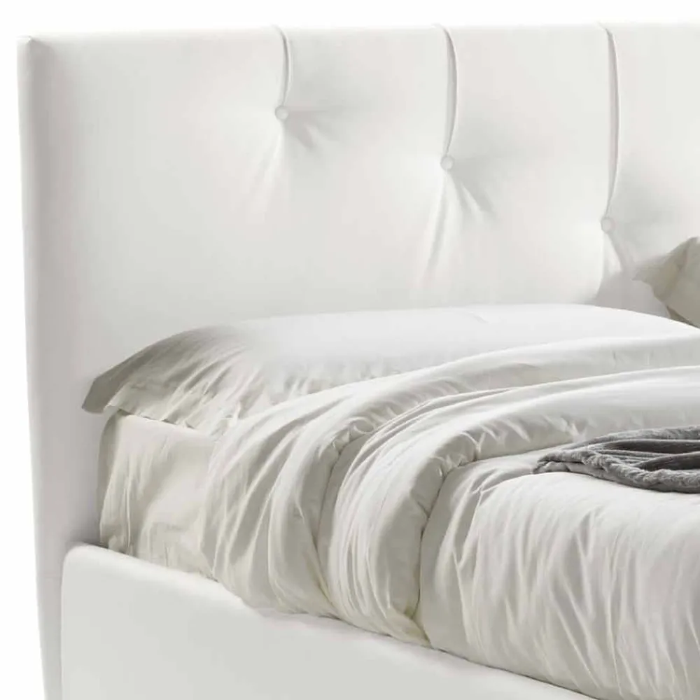 Viadurini Night Design Maßgeschneiderte Möbel|Polsterbetten-Doppelbett mit Behälter gepolstert in Kunstleder Made in Italy - Maske