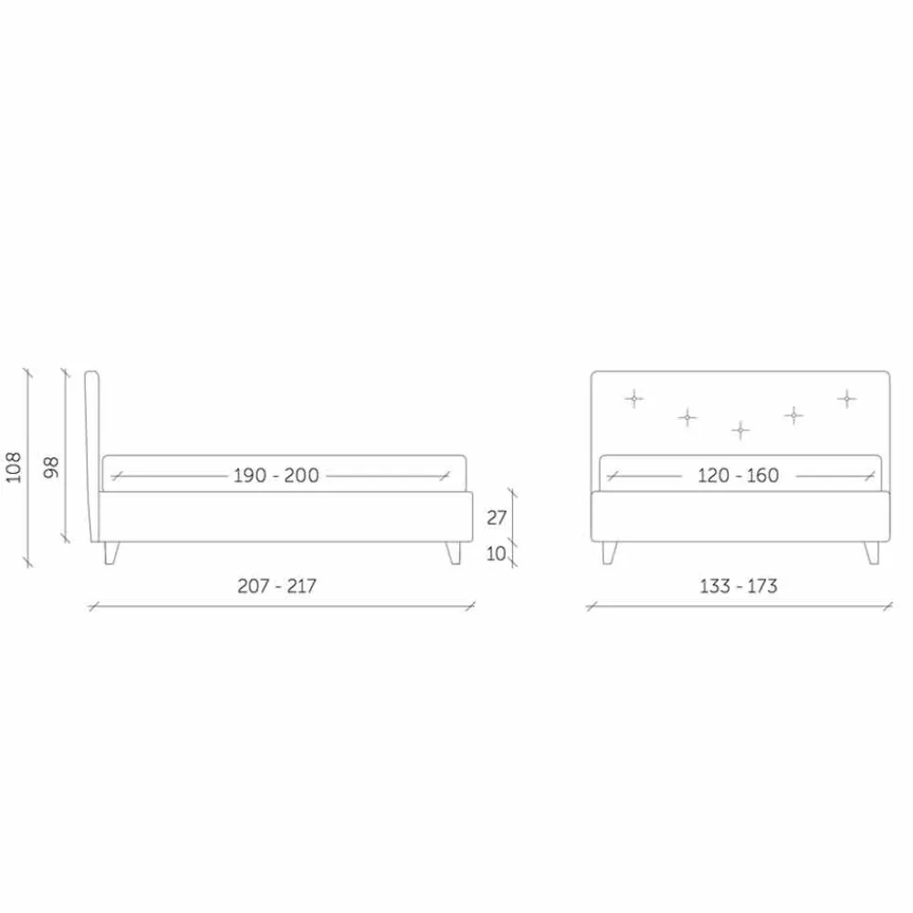 Viadurini Night Design Maßgeschneiderte Möbel|Polsterbetten-Doppelbett mit Behälter gepolstert in Kunstleder Made in Italy - Maske