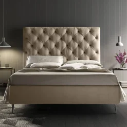 Viadurini Night Design Maßgeschneiderte Möbel|Polsterbetten-Doppelbett mit Bettwäschegarnitur aus Baumwolle Made in Italy - Sallie