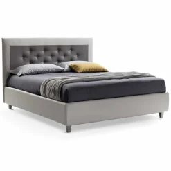 Viadurini Night Design Maßgeschneiderte Möbel|Polsterbetten-Doppelbett mit Box und Kopfteil mit Öko-Lederknöpfen Made in Italy - Arturo