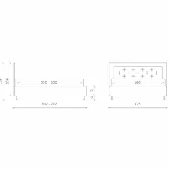 Viadurini Night Design Maßgeschneiderte Möbel|Polsterbetten-Doppelbett mit Box und Kopfteil mit Öko-Lederknöpfen Made in Italy - Arturo