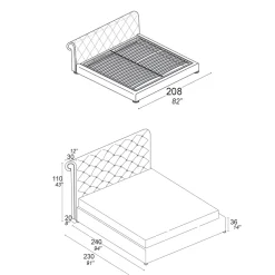 Viadurini Night Design Polsterbetten-Doppelbett mit Capitonné-Polsterung und Holzfüßen - Briosco