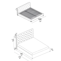 Viadurini Night Design Polsterbetten-Doppelbett mit Capitonné-Polsterung und Holzfüßen - Briosco
