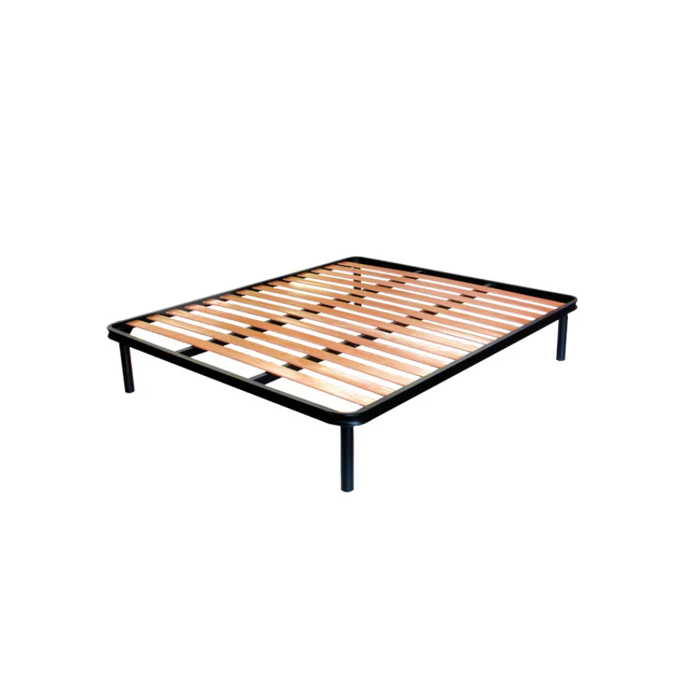 Viadurini Night Design Schlafzimmer Komplett-Doppelbett mit eisernem Kopfteil, 2 Nachttischen und Matratze – Design