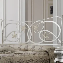 Viadurini Night Design Schmiedeeisen Doppelbetten-Doppelbett mit Fußteil in verschiedenen Ausführungen, hergestellt in Italien – Natur