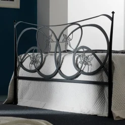 Viadurini Night Design Schmiedeeisen Doppelbetten-Doppelbett mit Fußteil in verschiedenen Ausführungen, hergestellt in Italien – Natur