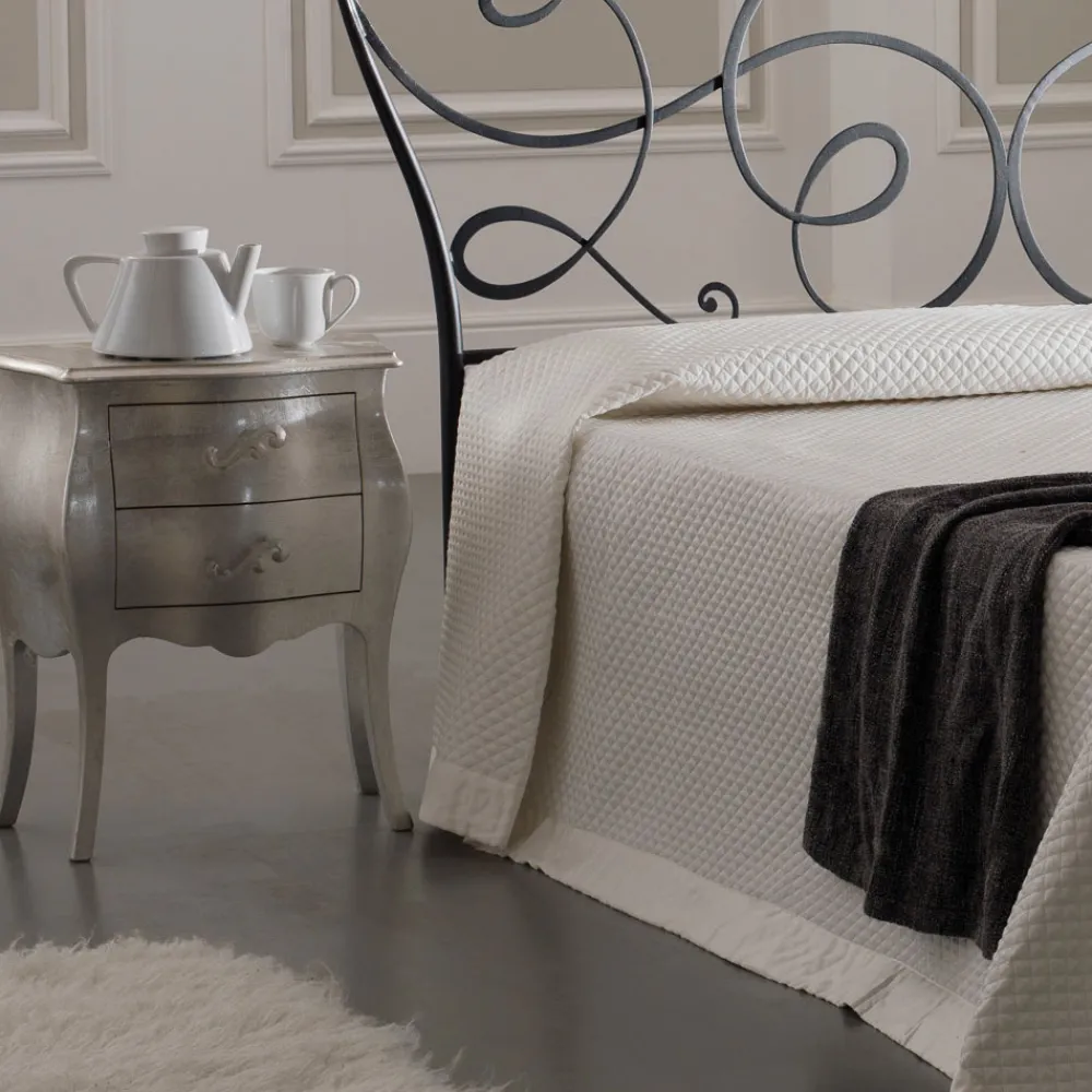 Viadurini Night Design Schlafzimmer Komplett-Doppelbett mit Fußteil, Matratze, Kissen und 2 Nachttischen – Lampo