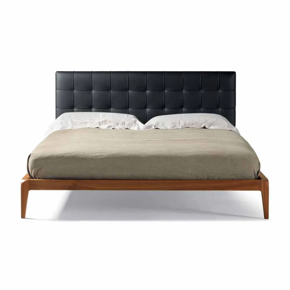 Viadurini Night Design Polsterbetten-Doppelbett mit gepolstertem Kopfteil Leilo, Design 160x200cm