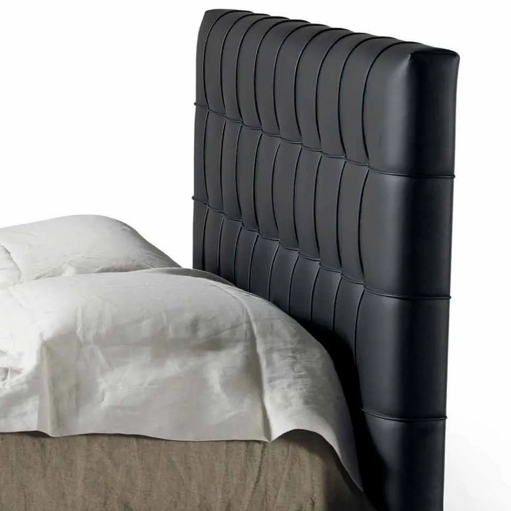 Viadurini Night Design Polsterbetten-Doppelbett mit gepolstertem Kopfteil Leilo, Design 160x200cm