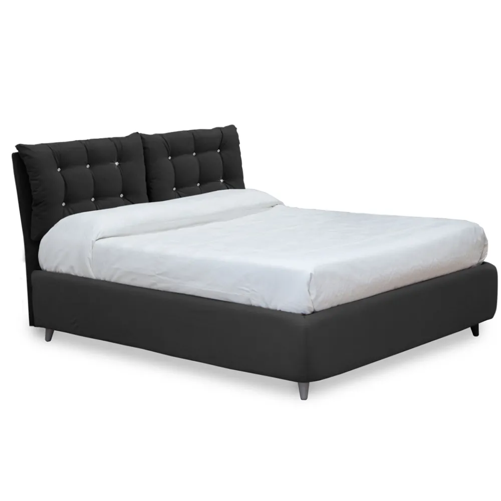 Viadurini Night Design Polsterbetten-Doppelbett mit gepolstertem Kopfteil und gepolsterten Füßen, hergestellt in Italien – Aaron