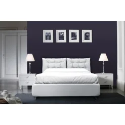 Viadurini Night Design Polsterbetten-Doppelbett mit gepolstertem Kopfteil und gepolsterten Füßen, hergestellt in Italien – Aaron