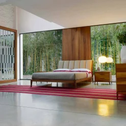 Viadurini Night Design Polsterbetten-Doppelbett mit gepolstertem Kopfteil aus Leder Menardo Design