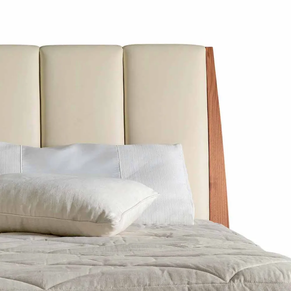 Viadurini Night Design Polsterbetten-Doppelbett mit gepolstertem Kopfteil aus Leder Menardo Design