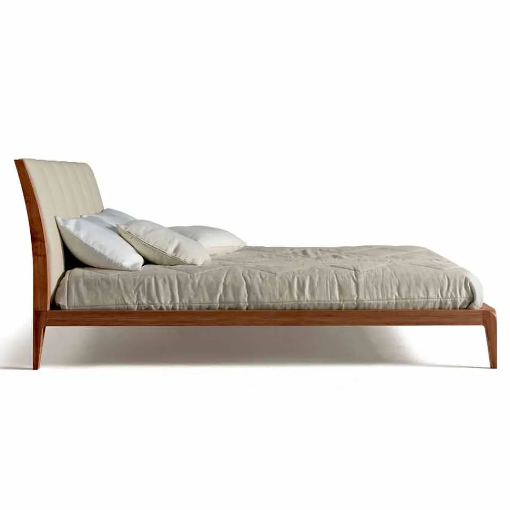 Viadurini Night Design Polsterbetten-Doppelbett mit gepolstertem Kopfteil aus Leder Menardo Design