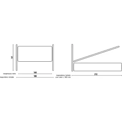 Viadurini Night Design Polsterbetten-Doppelbett mit gepolstertem Bettrahmen und Eisenkopfteil – Nebbia