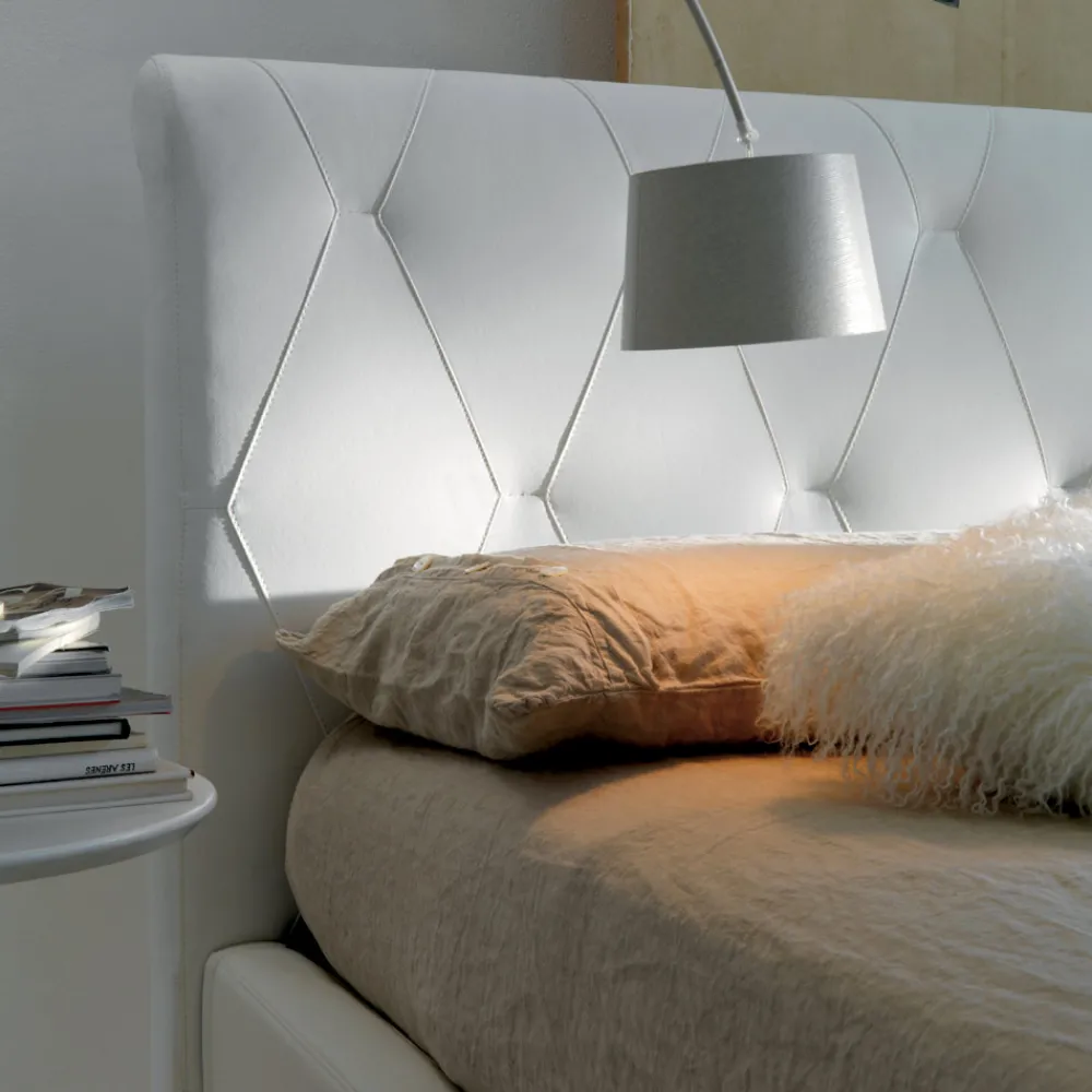 Viadurini Night Design Polsterbetten-Doppelbett mit Holzstruktur mit Polyurethan überzogen - umgedreht