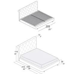 Viadurini Night Design Polsterbetten-Doppelbett mit Holzstruktur mit Polyurethan überzogen - umgedreht