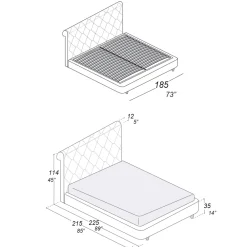 Viadurini Night Design Polsterbetten-Doppelbett mit Holzstruktur mit Polyurethan überzogen - umgedreht