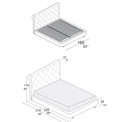 Viadurini Night Design Polsterbetten-Doppelbett mit Holzstruktur mit Polyurethan überzogen - umgedreht