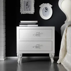 Viadurini Night Design Schlafzimmer Komplett-Doppelbett mit Kopfteil mit 2 Kissen, Matratze und 2 Nachttischen – Life