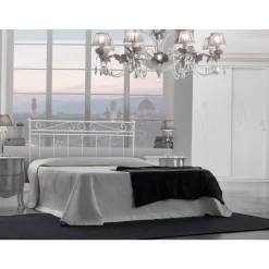 Viadurini Night Design Schmiedeeisen Doppelbetten-Doppelbett mit Kopfteil und Bettrahmen aus Eisen, hergestellt in Italien – Paste