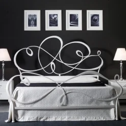 Viadurini Night Design Schmiedeeisen Doppelbetten-Doppelbett mit massivem Eisenkopfteil, hergestellt in Italien – Nebbia