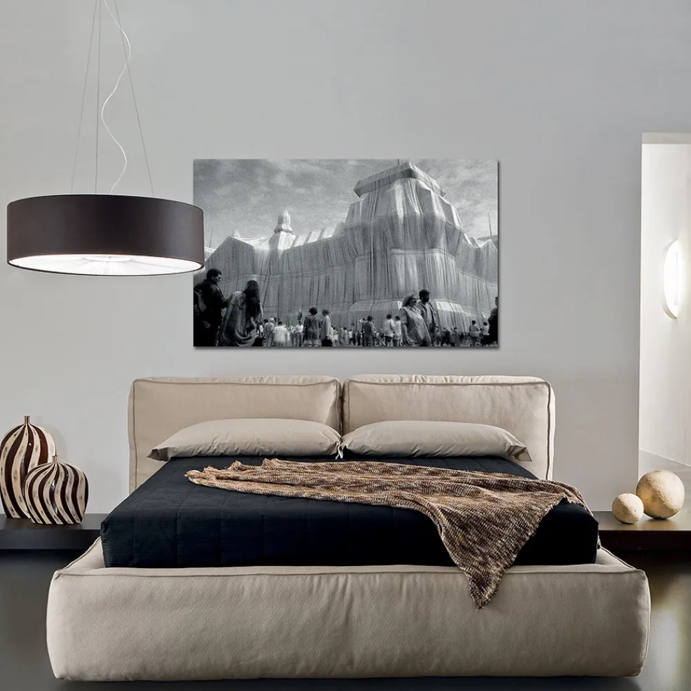Viadurini Night Design Polsterbetten-Doppelbett mit optionalem Lattenrost und Stauraumelement Made in Italy - Ribelle