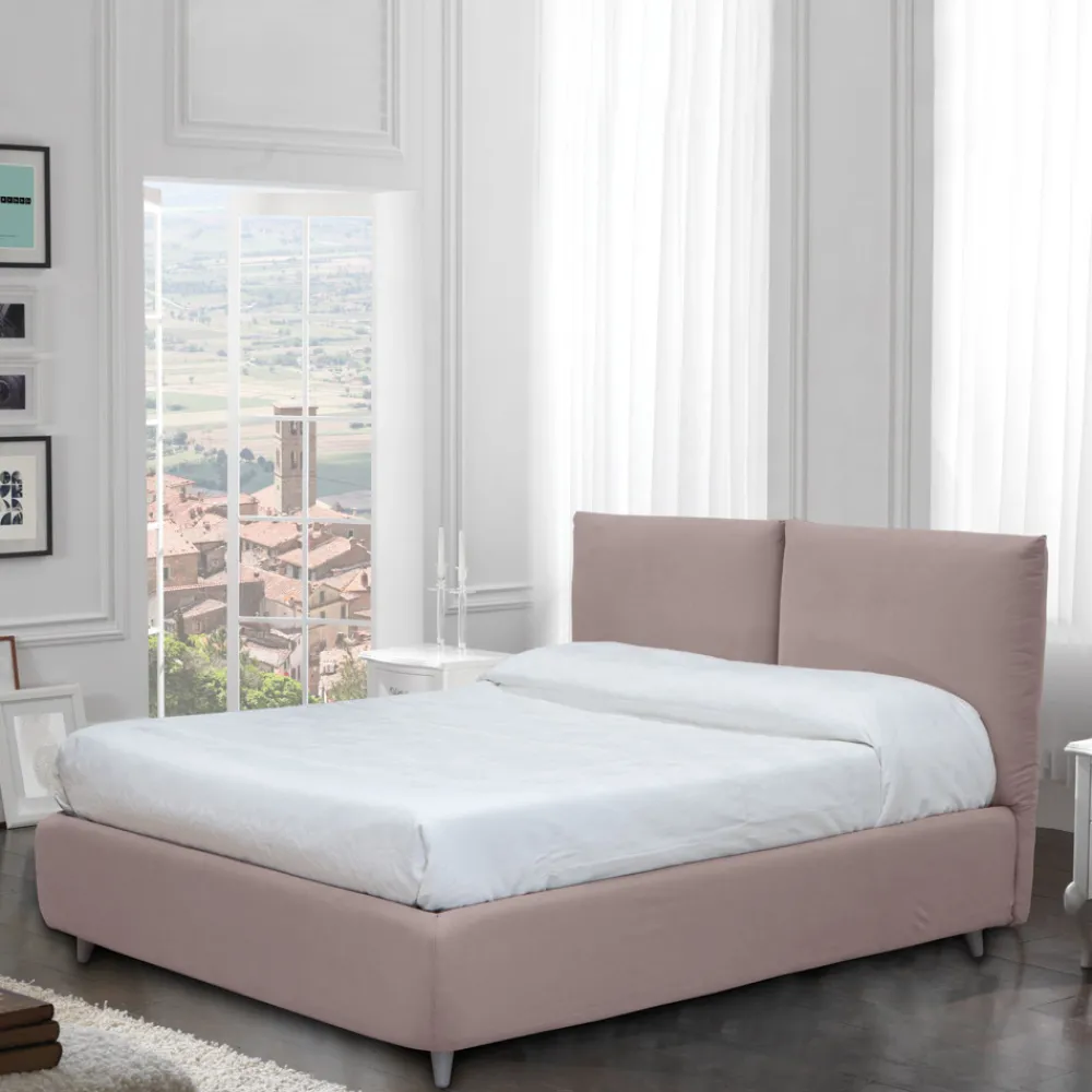 Viadurini Night Design Polsterbetten-Doppelbett mit optionalem Stauraum und Füßen, hergestellt in Italien – Birba