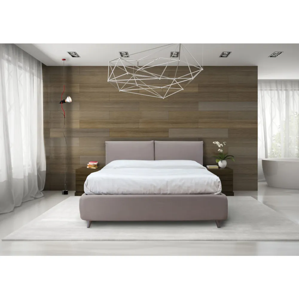 Viadurini Night Design Polsterbetten-Doppelbett mit optionalem Stauraum und Füßen, hergestellt in Italien – Birba