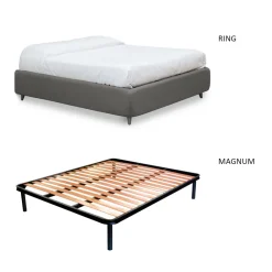 Viadurini Night Design Schlafzimmer Komplett-Doppelbett mit optionaler Containerbox, 2 Nachttischen und Matratze – Fiuto