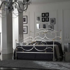 Viadurini Night Design Schmiedeeisen Doppelbetten-Doppelbett mit passendem Fußteil aus Eisen, hergestellt in Italien – Penny